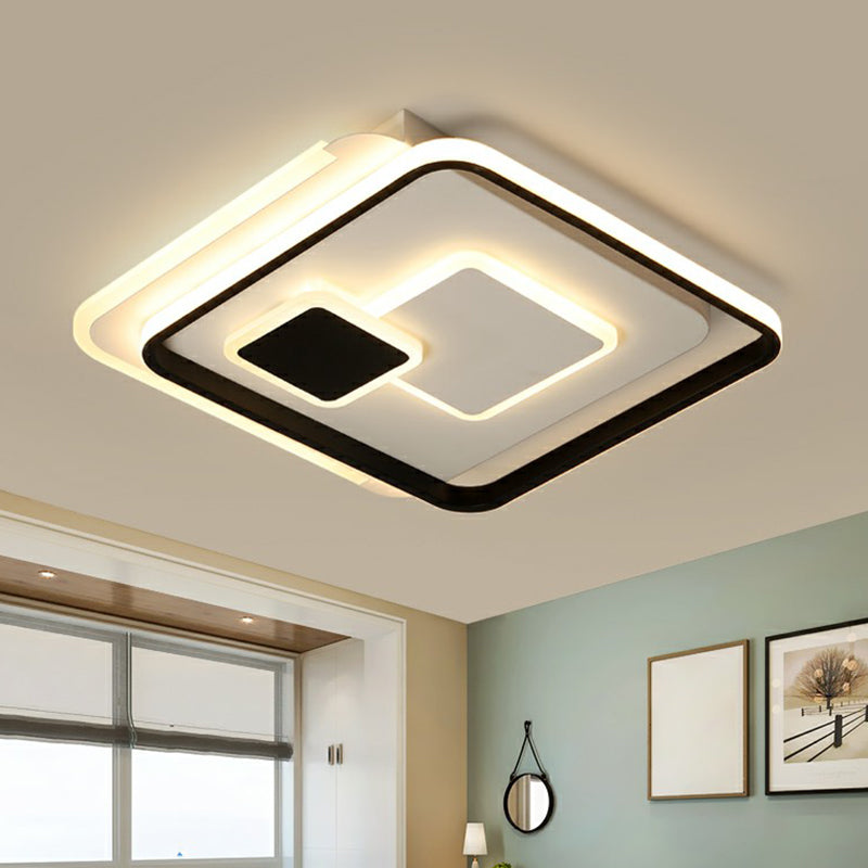 Black Ultrathin Square Flushmount Lighting Minimalist Metal LED Ceiling Light Fixture for Bedroom