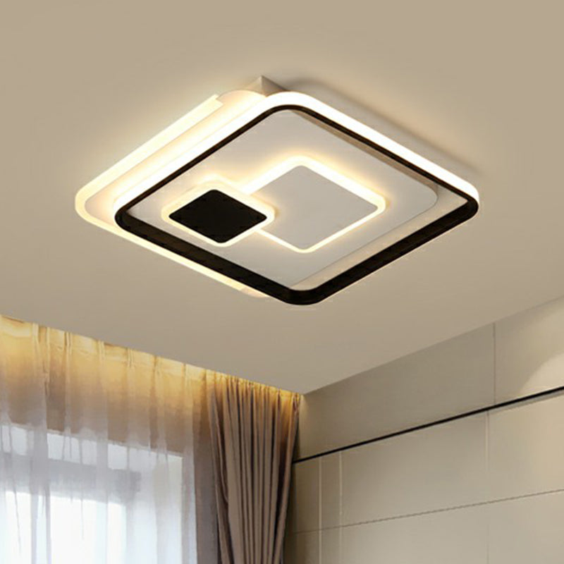 Black Ultrathin Square Flushmount Lighting Minimalist Metal LED Ceiling Light Fixture for Bedroom