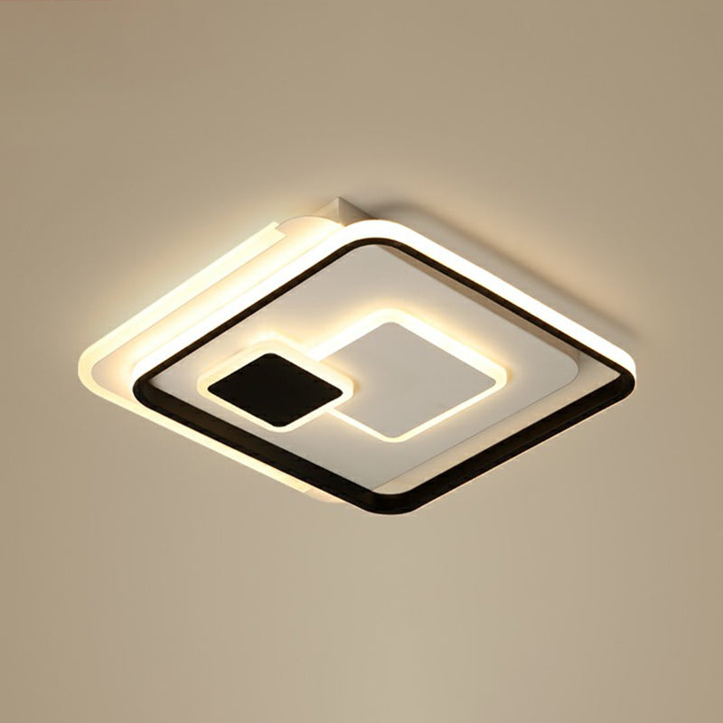 Zwarte ultradunne vierkante inbouwverlichting Minimalistische metalen LED-plafondlamp voor slaapkamer