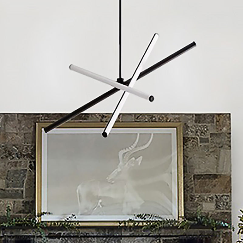 Lampadante a pendente in metallo lineare Lampada a soffitto appeso a LED Nero/oro per camera da letto in luce calda