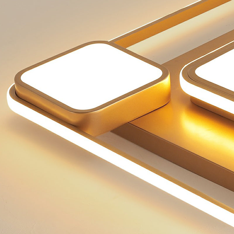 Goldene, mehreckige Deckenleuchte, minimalistische LED-Einbauleuchte aus Acryl