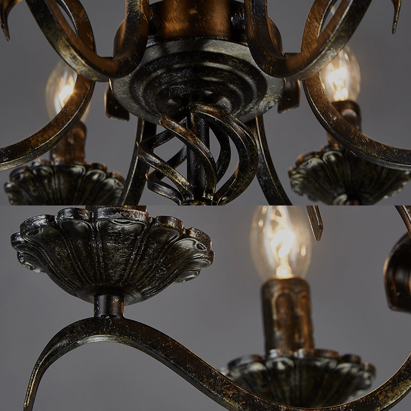 Kerzenhängerlampe traditionelle Metall 6 Lampen Black Kronleuchter Anhänger Licht für Kücheninsel