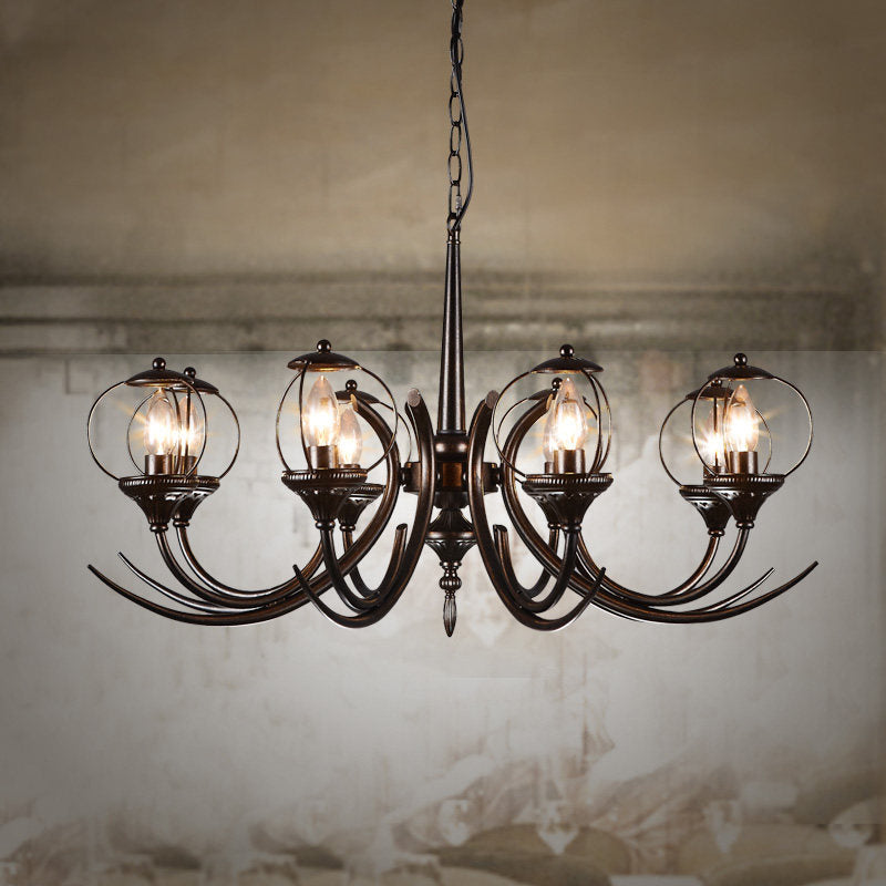 Chandelier suspendu en métal Brans incurvé 6 ampoules