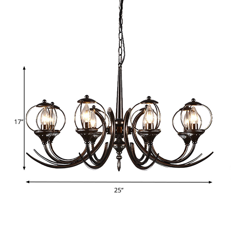 Chandelier suspendu en métal Brans incurvé 6 ampoules
