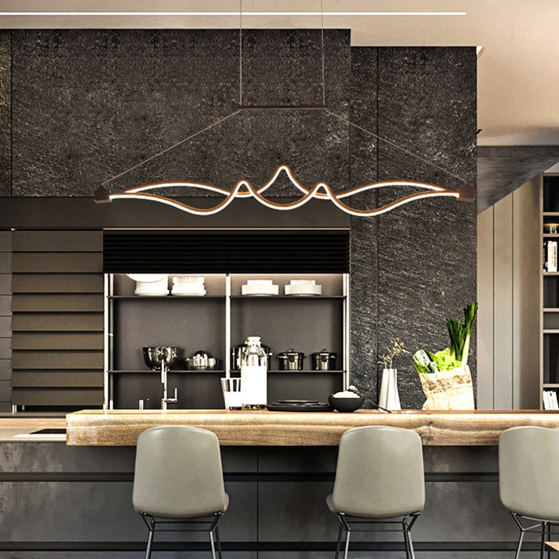 Spiral Acrylic Pendant Chandelier Modernist Led Black Hanging Ceiling Lamp for Dining Room in White/Warm/Natural Light