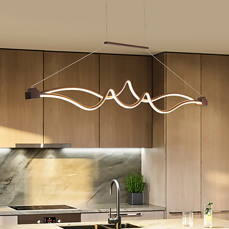 Spiral Acrylic Pendant Chandelier Modernist Led Black Hanging Ceiling Lamp for Dining Room in White/Warm/Natural Light