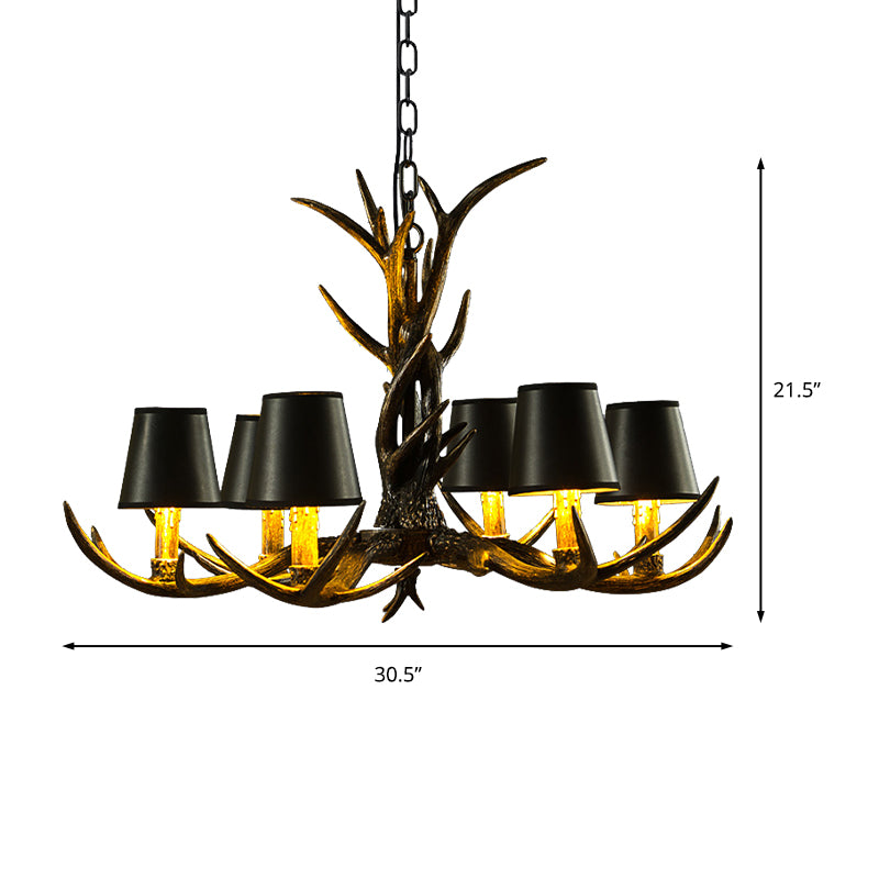 Black 6/8 Lumières Lightlier Lighting Rustic Resin Resin Cone Pendante avec bois pour le salon