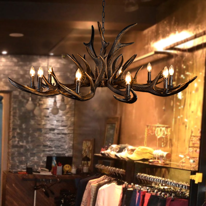 Traditionelle Kerzenhänge -Lampe 6/10/15 Lampenlampen Harz Kronleuchterleuchte in Schwarz für den Laden