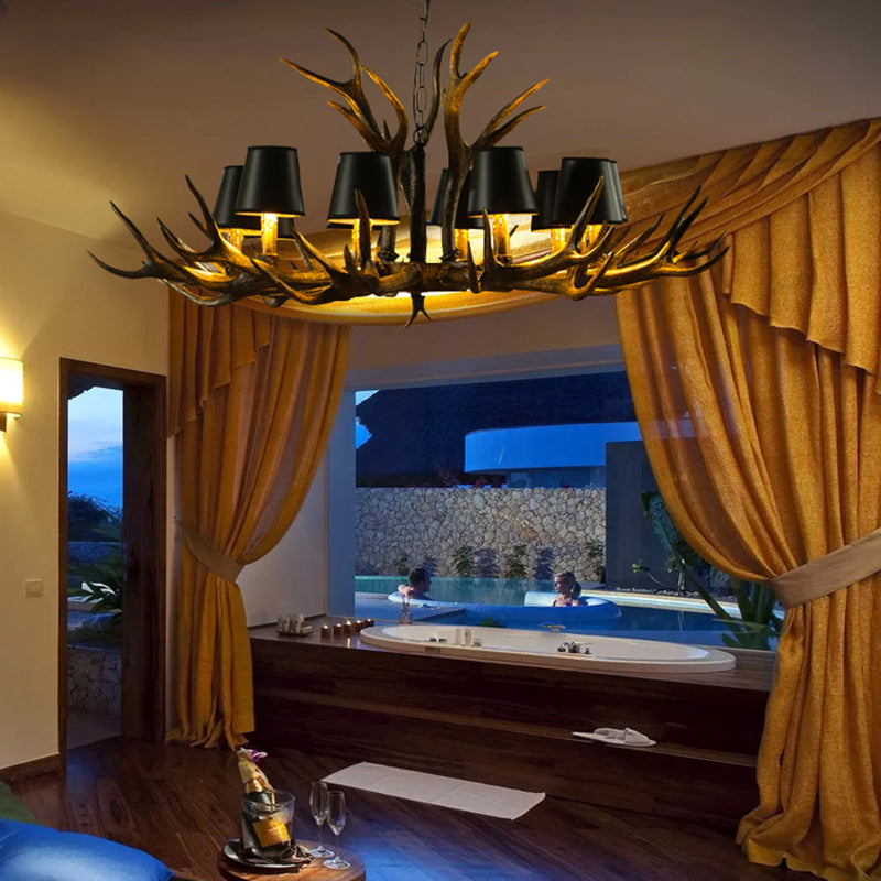 6/8/10 bombas de resina Luz de resina Rústica Rústica de la sala de estar de la sala de estar cónica con asta con asta