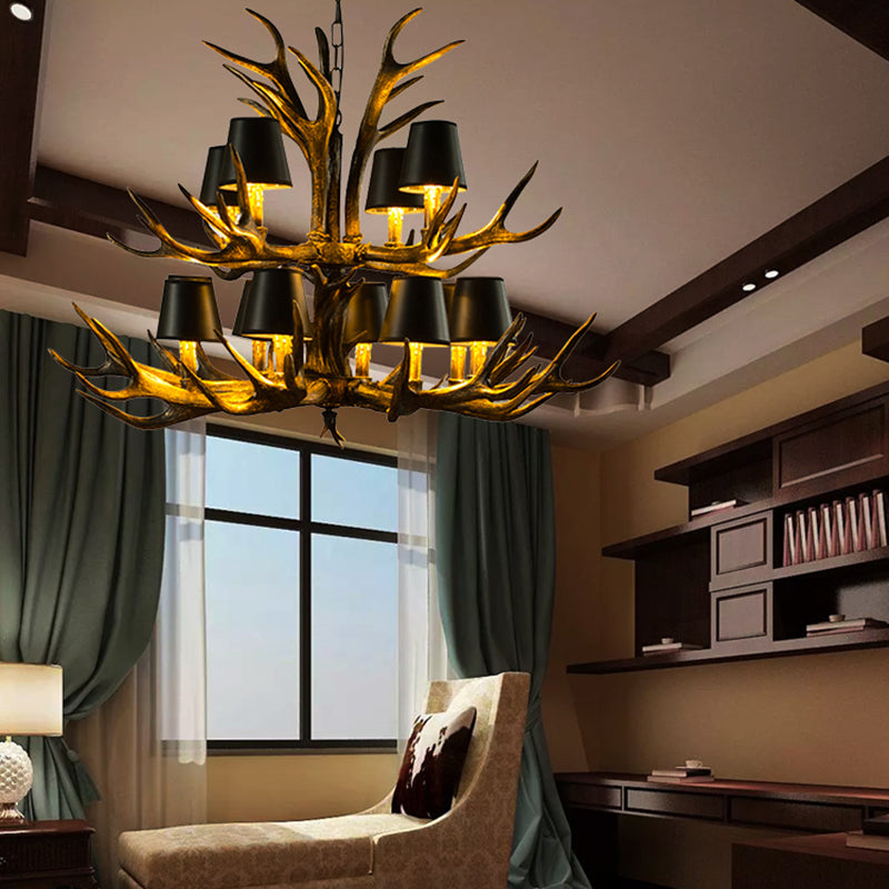 6/8/10 bombas de resina Luz de resina Rústica Rústica de la sala de estar de la sala de estar cónica con asta con asta