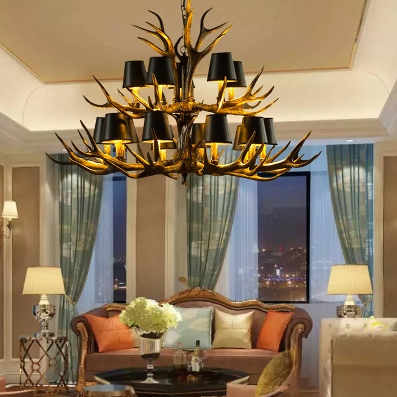 6/8/10 bombas de resina Luz de resina Rústica Rústica de la sala de estar de la sala de estar cónica con asta con asta