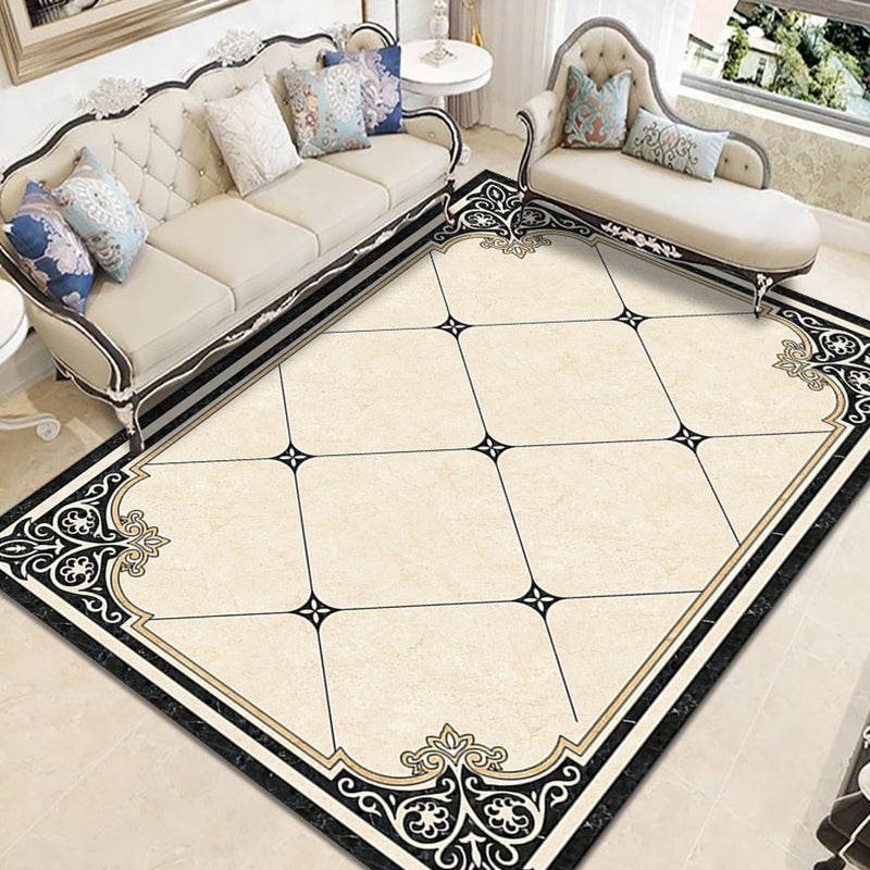 Nostalgia Geometric Printed Rug Multi Colored Polyster Indoor Rug Non-Slip Backing Pet Friendly Carpet for Living Room