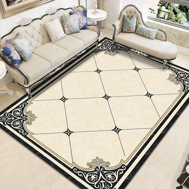 Nostalgie Geometrisch gedruckter Teppich Mehrfachfarbener Polyster-Innenteppich nicht rutschfestem tierfreundlichem Teppich für Wohnzimmer