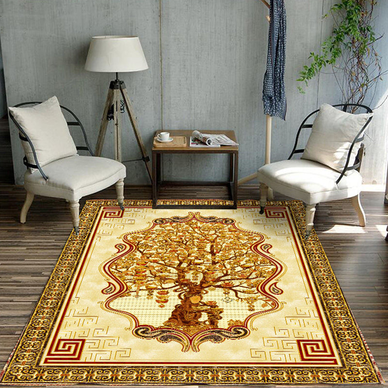 Formal Living Room Rug Multi Color Plant Print Indoor Rug Polypropylene Anti-Slip Backing Pet Friendly Carpet