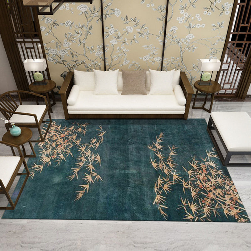 Formal Living Room Rug Multi Color Plant Print Indoor Rug Polypropylene Anti-Slip Backing Pet Friendly Carpet