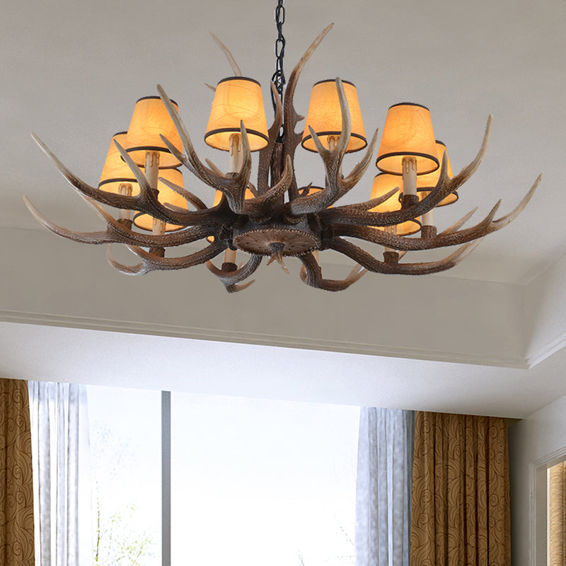 4/6/8-Light Conical Chandelier Light Traditional Brown Resin Suspension Pendant for Kitchen Island