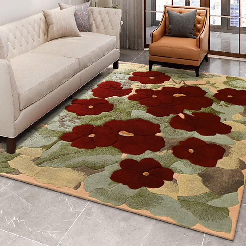 French Country Flower Print Rug Multi Colored Polypropylene Carpet Anti-Slip Backing Stain-Resistant Indoor Rug for Decoration