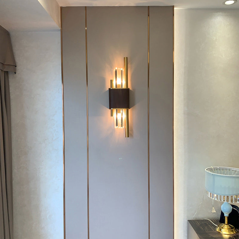 K9 Strip Crystal Wall Lightture Postmodern 2 tampons la lumière de la base du laiton noir pour le salon