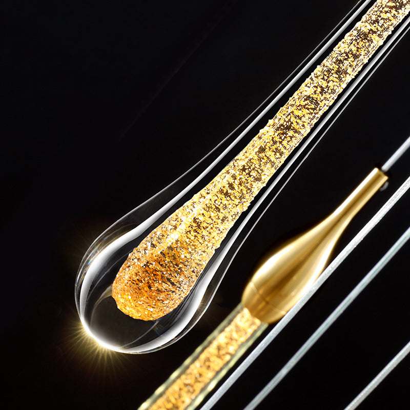 Stylish Modern Droplet Ceiling Hang Light Crystal Living Room LED Pendant Light in Gold