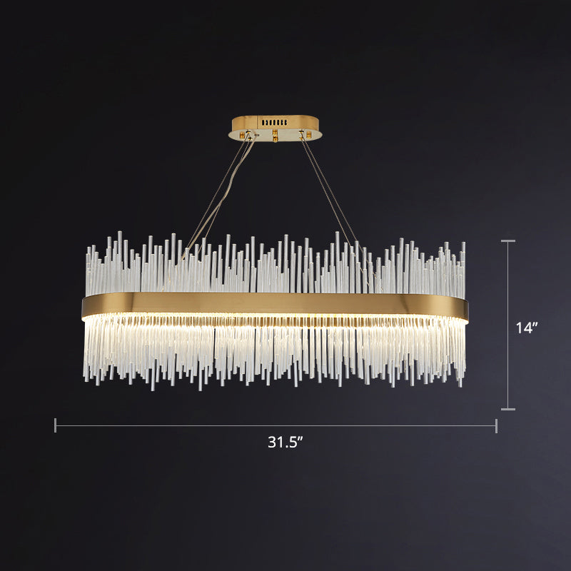 Geometric LED Chandelier Pendant Light Simplicity Fluted Glass Gold Hanging Lamp