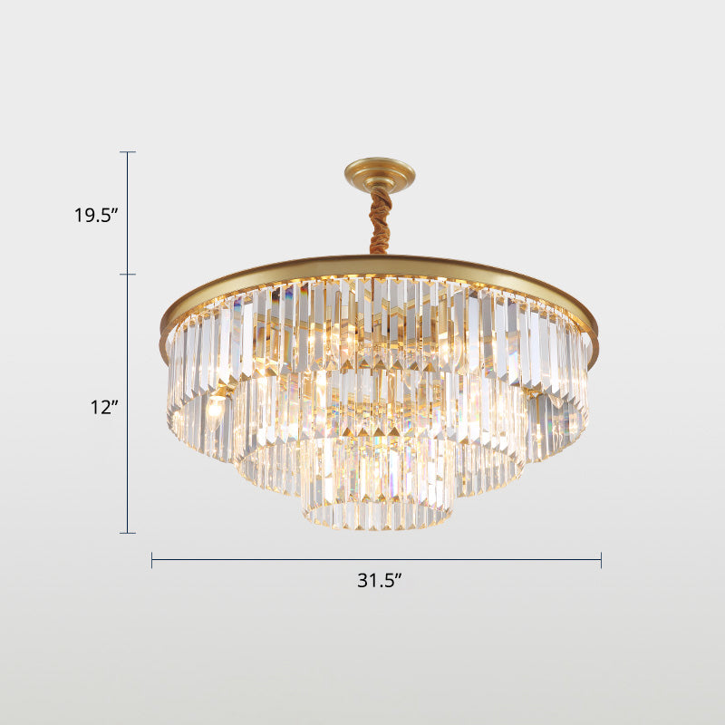 Lampada a sospensione a 3 anelli Crystal Simplicity Gold Finish Lampadella per sala da pranzo