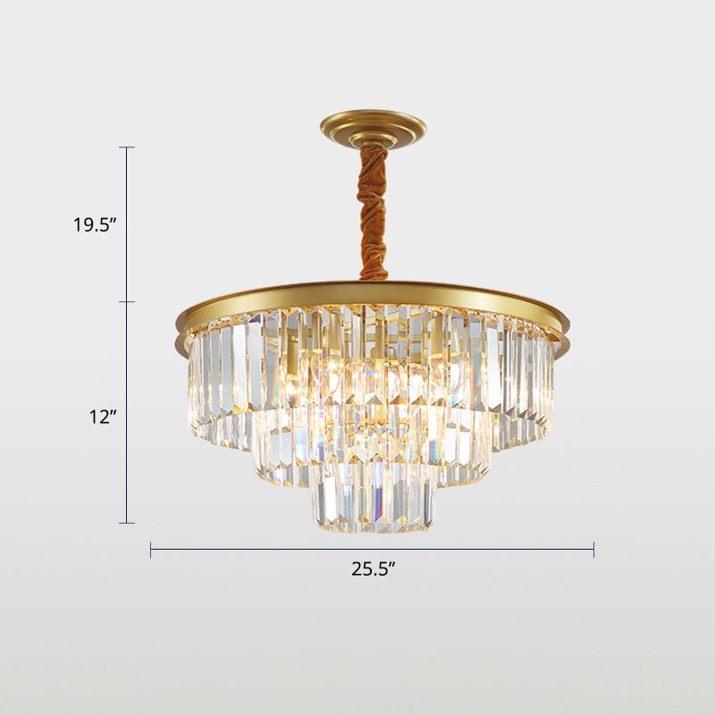 Lampada a sospensione a 3 anelli Crystal Simplicity Gold Finish Lampadella per sala da pranzo