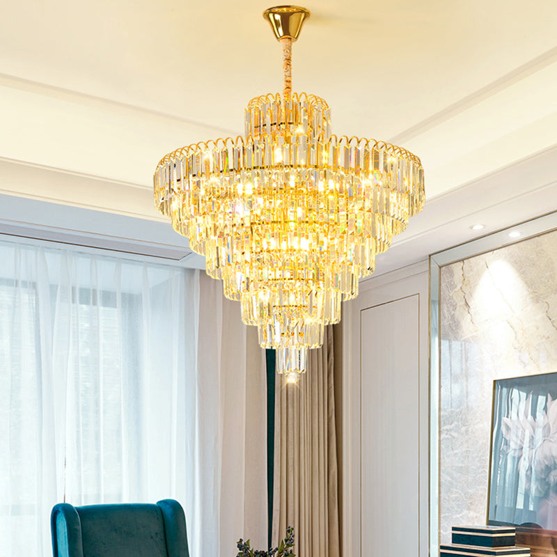 K9 Crystal Cone Shaped Hanging Light Modern Luxurious Clear Chandelier for Restaurant