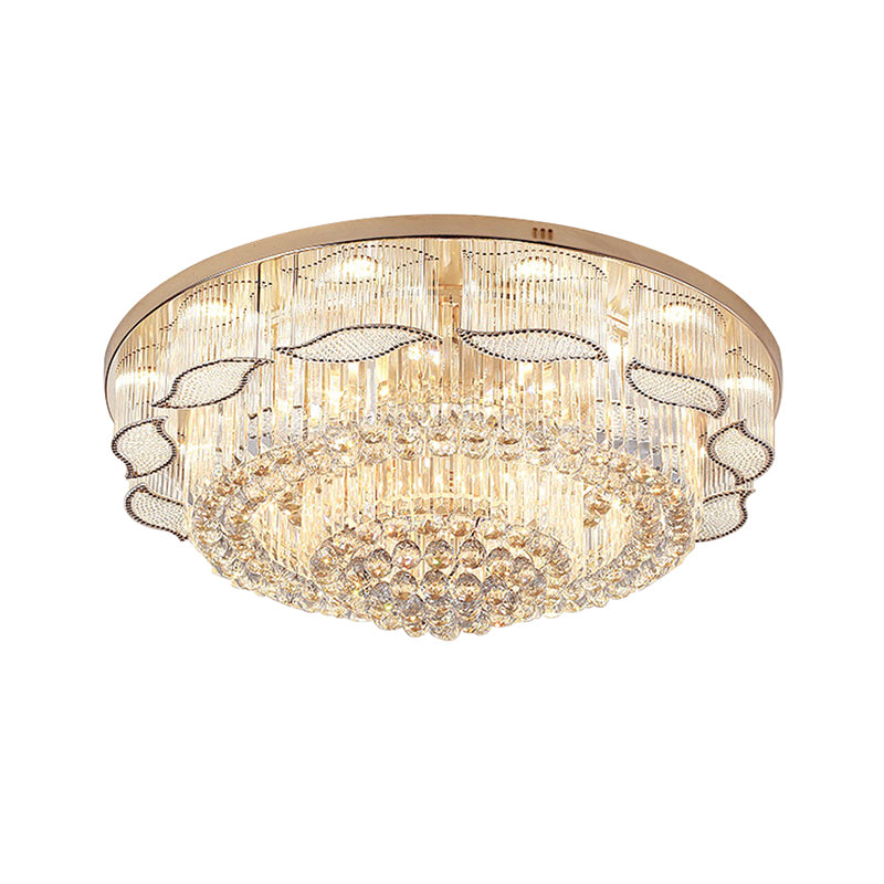 Flower Shaped Flushmount Ceiling Lamp Modern Clear Crystal 7-Light Living Room Flush Light Fixture
