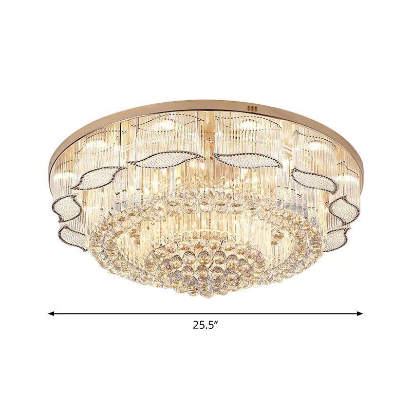 Flower Shaped Flushmount Ceiling Lamp Modern Clear Crystal 7-Light Living Room Flush Light Fixture