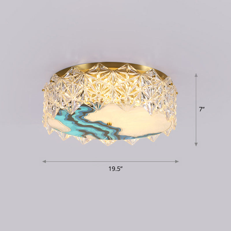 Handgeschilderde trommelvormige inbouwlamp Nieuwigheid Moderne kristallen slaapkamer LED-plafondarmatuur in goud