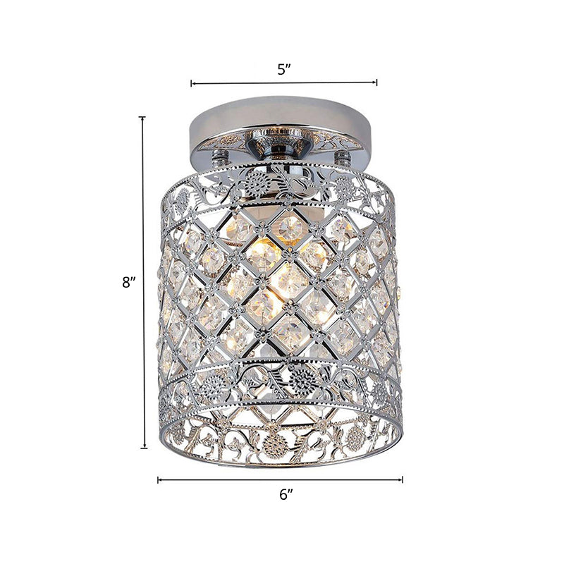 Lámpara de montaje cilíndrica de montura cilíndrica de cristal Simple Luz de techo de semi rascillo de acabado de 1 luz para pasillo