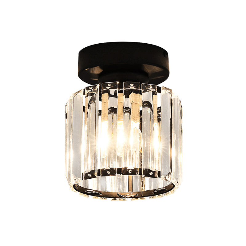 Small Ceiling Mounted Light Modern Crystal 1-Light Corridor Semi Flush Mount Lamp
