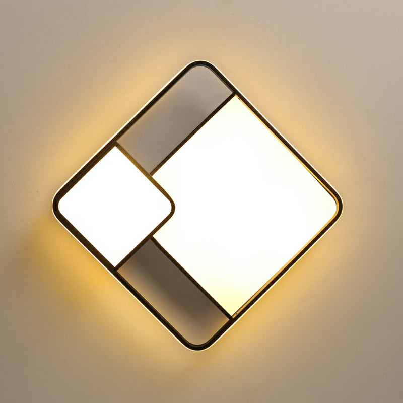 Minimalistische Art Deckenhalterung Licht Schwarz Quadrat LED Flush Licht mit Acryl Schatten