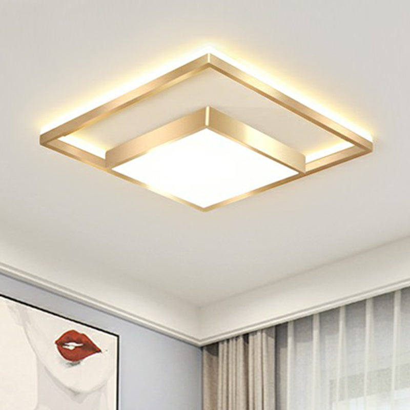 Moderne quadratische LED-Einbauleuchte aus Acryl für Schlafzimmer-Deckenmontage in Gold