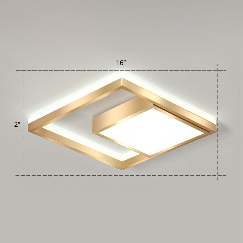 Moderne quadratische LED-Einbauleuchte aus Acryl für Schlafzimmer-Deckenmontage in Gold
