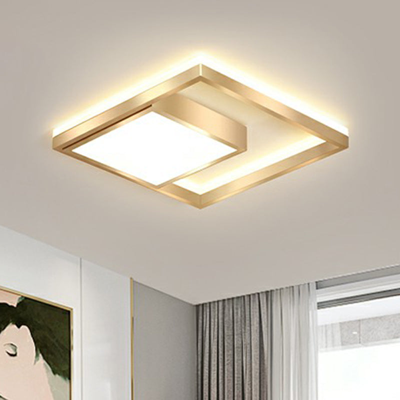 Moderne quadratische LED-Einbauleuchte aus Acryl für Schlafzimmer-Deckenmontage in Gold
