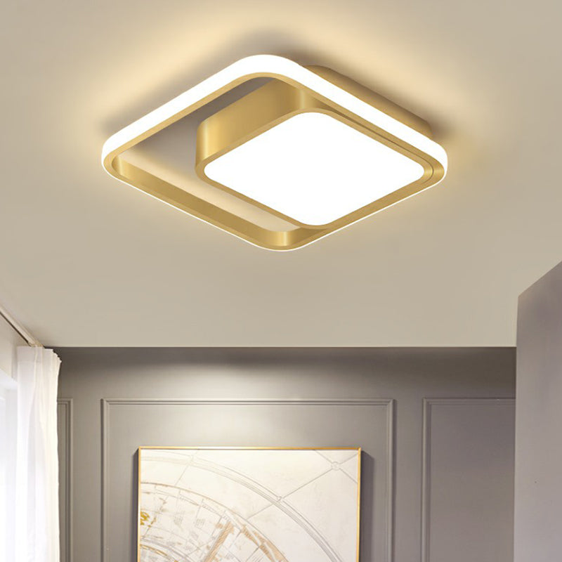 Vierkante Flush Opgezette Lamp Acryl Minimalistische LED Plafond Lamp in Goud