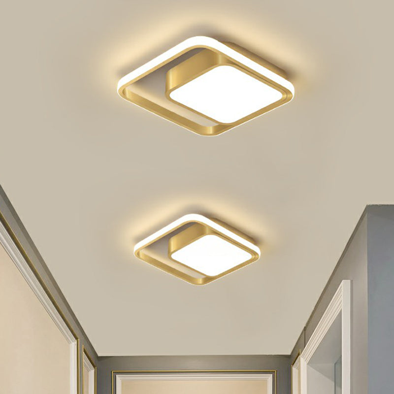 Vierkante Flush Opgezette Lamp Acryl Minimalistische LED Plafond Lamp in Goud