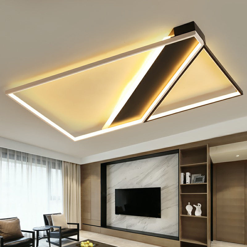 Rectangle Lounge LED Ceiling Light Acrylic Modernism Flush Mount Light in Black and White