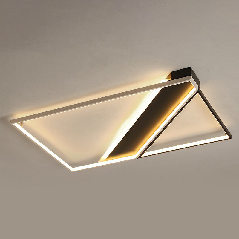 Rectangle Lounge LED Ceiling Light Acrylic Modernism Flush Mount Light in Black and White