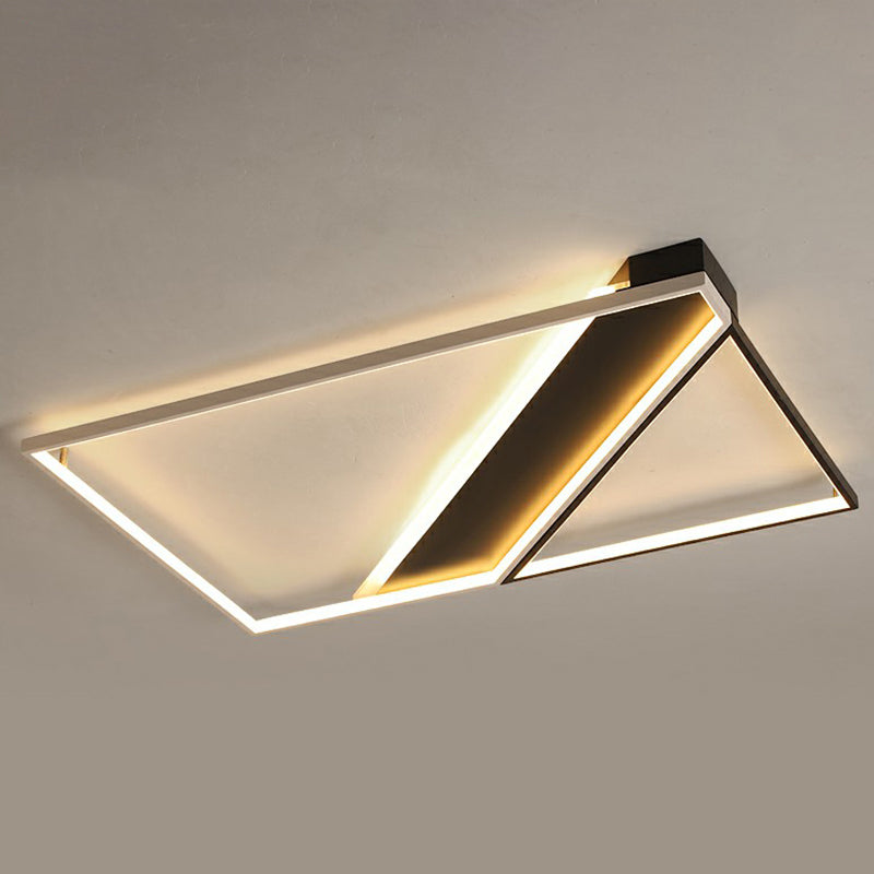 Rectangle Lounge LED Ceiling Light Acrylic Modernism Flush Mount Light in Black and White