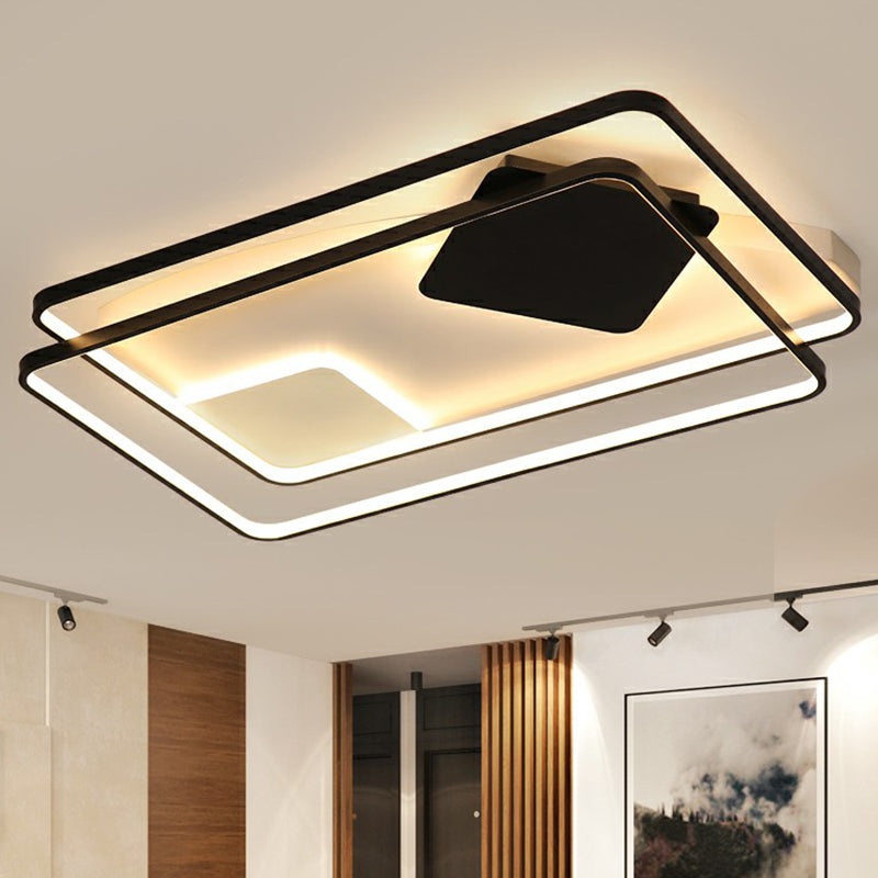 Parallele Deckenmontage Beleuchtung Moderne Acryl Black LED Flush Mount für Wohnzimmer