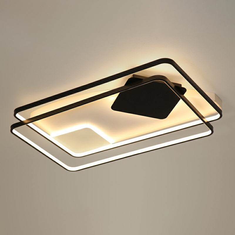 Parallele Deckenmontage Beleuchtung Moderne Acryl Black LED Flush Mount für Wohnzimmer