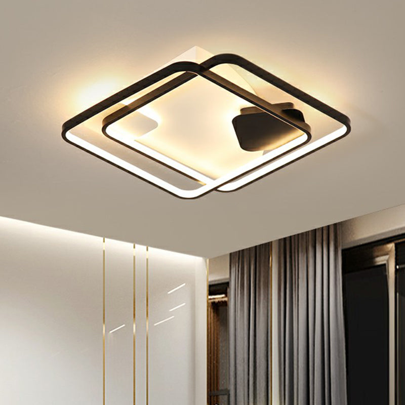 Parallele Deckenmontage Beleuchtung Moderne Acryl Black LED Flush Mount für Wohnzimmer