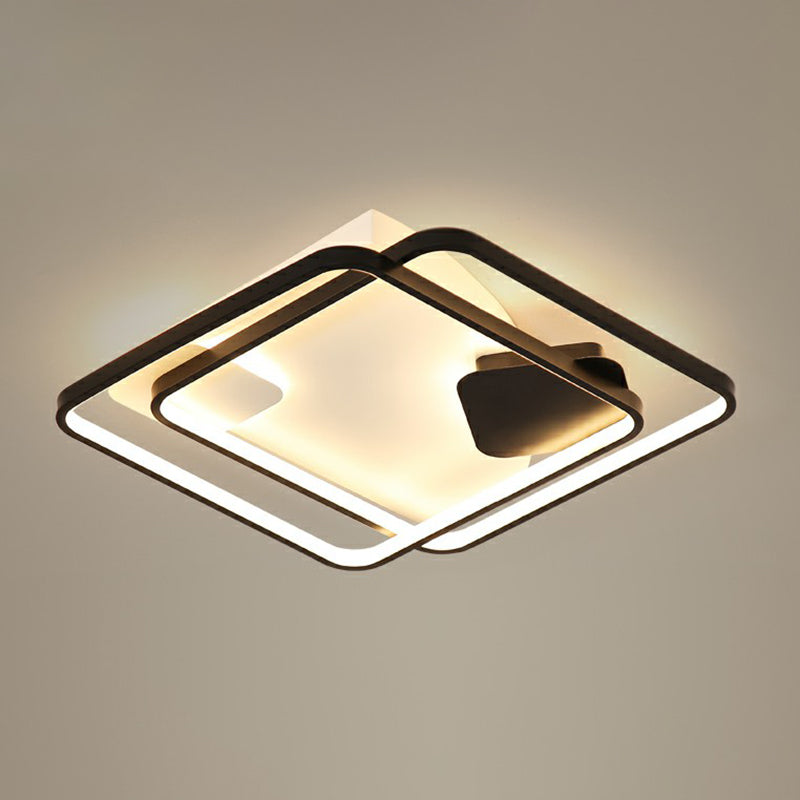 Parallele Deckenmontage Beleuchtung Moderne Acryl Black LED Flush Mount für Wohnzimmer