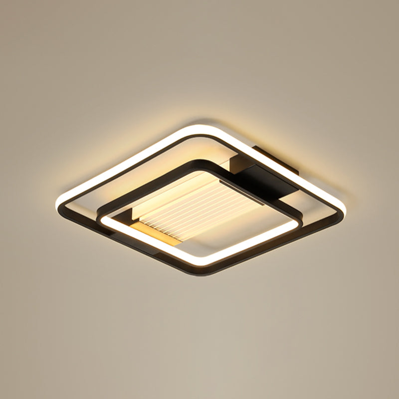 Schwarz Finish Rechteck LED Flush Licht Minimalist Acryl Decken Halterung Lampe für Wohnzimmer