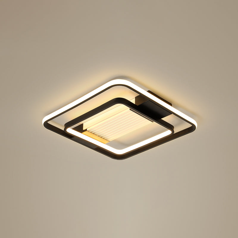 Schwarz Finish Rechteck LED Flush Licht Minimalist Acryl Decken Halterung Lampe für Wohnzimmer