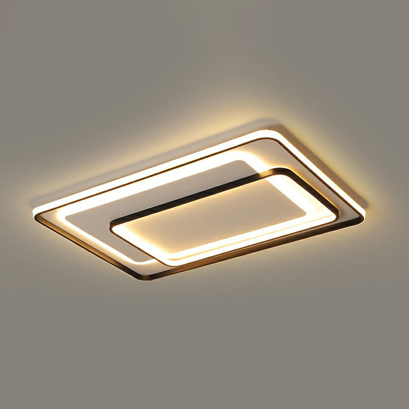 Minimalismus-LED-Deckenleuchte, schwarze rechteckige Einbauleuchte mit Acrylschirm