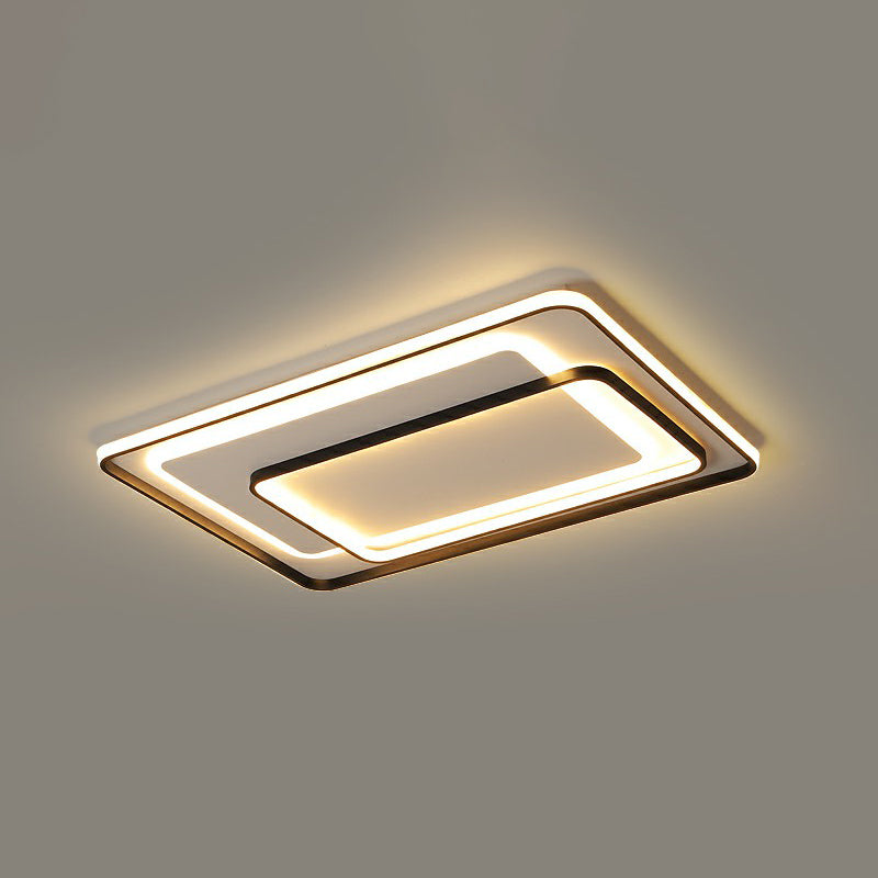 Minimalismus-LED-Deckenleuchte, schwarze rechteckige Einbauleuchte mit Acrylschirm