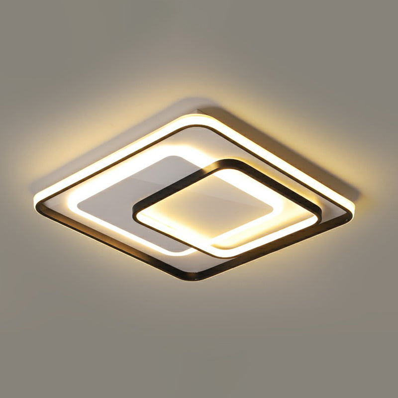 Minimalismus-LED-Deckenleuchte, schwarze rechteckige Einbauleuchte mit Acrylschirm